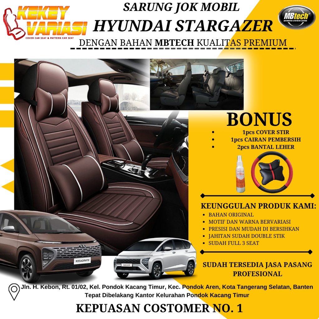 SARUNG JOK MOBIL HYUNDAI STARGAZER TERBARU DENGAN BAHAN MBtech CAMARO KUALITAS PREMIUM / SARUNG JOK 