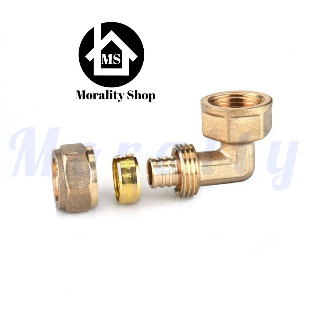 Knie L Elbow sambungan pipa air panas 1/2&quot; 3/4&quot; kuningan KPL Kni Knee L Elbow Brass Fitting Pipe