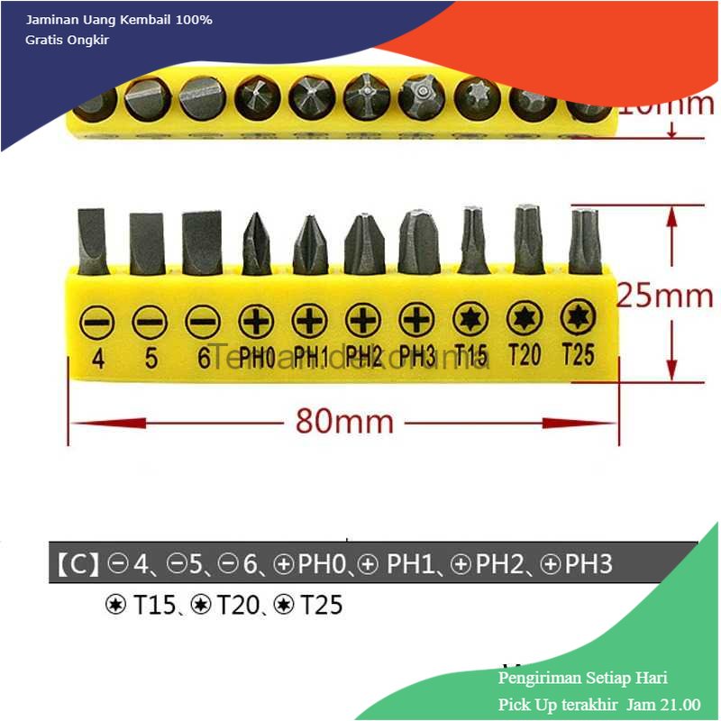 TD - PR2 ZJCOSTOL Set Kepala Mata Obeng Screwdriver Bit 10 PCS - ZC005