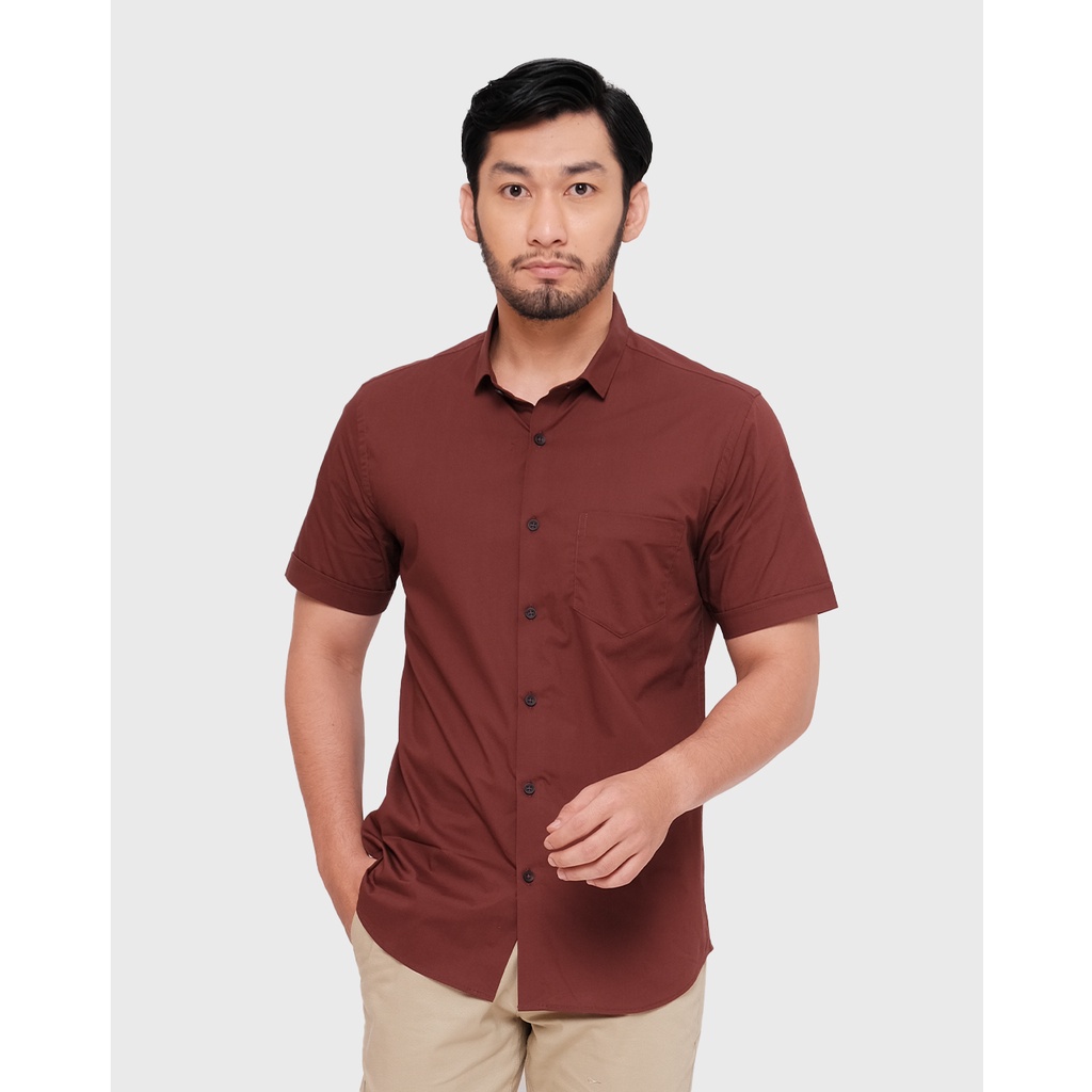 MOC Kemeja Lengan Pendek Pria FRAZIO - MAROON