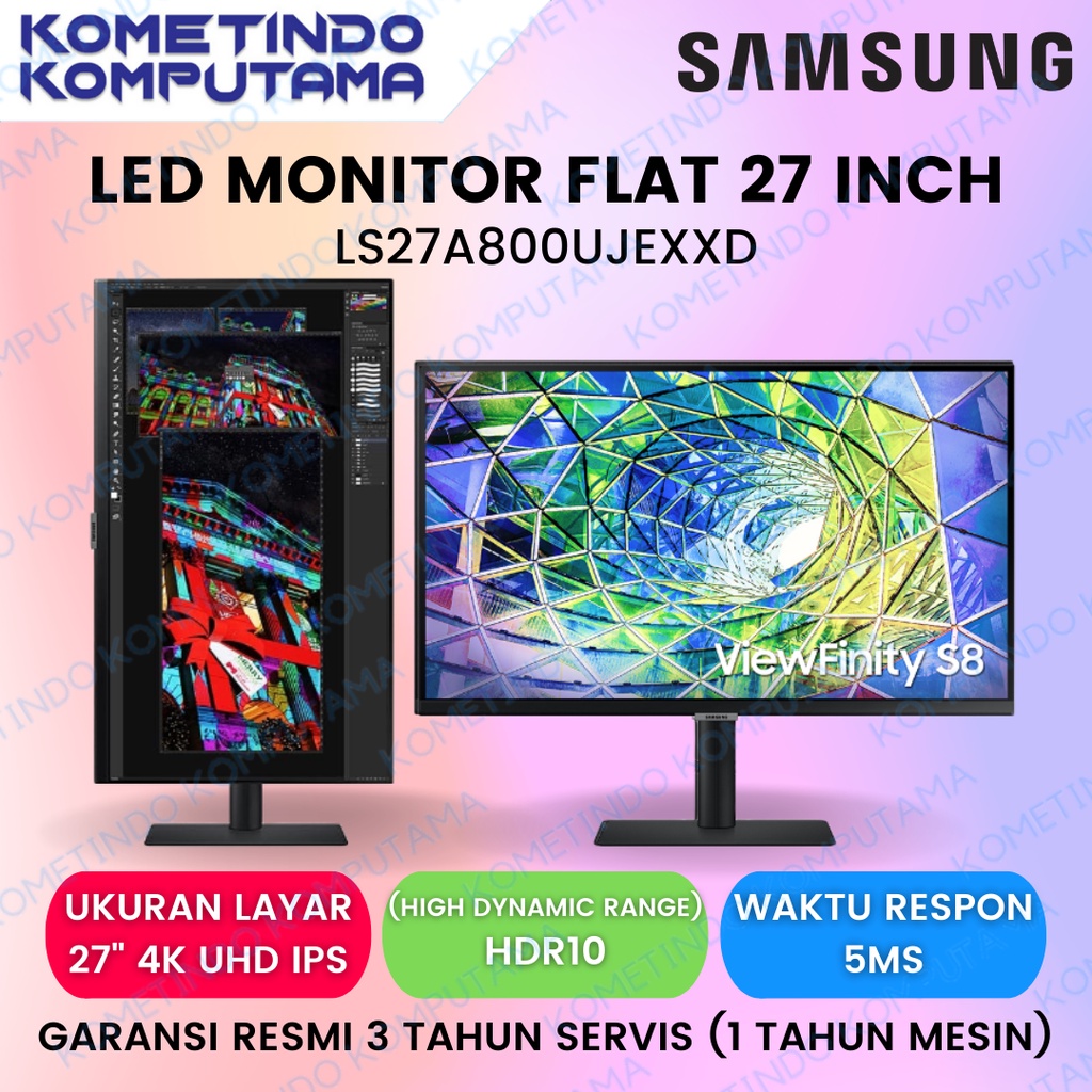 LS27A800UJEXXD LED Monitor 27&quot; SAMSUNG 27 inch S27A800U S80UA IPS UHD HDR10 FLAT - VERTIKAL Garansi Resmi ORIGINAL 100%