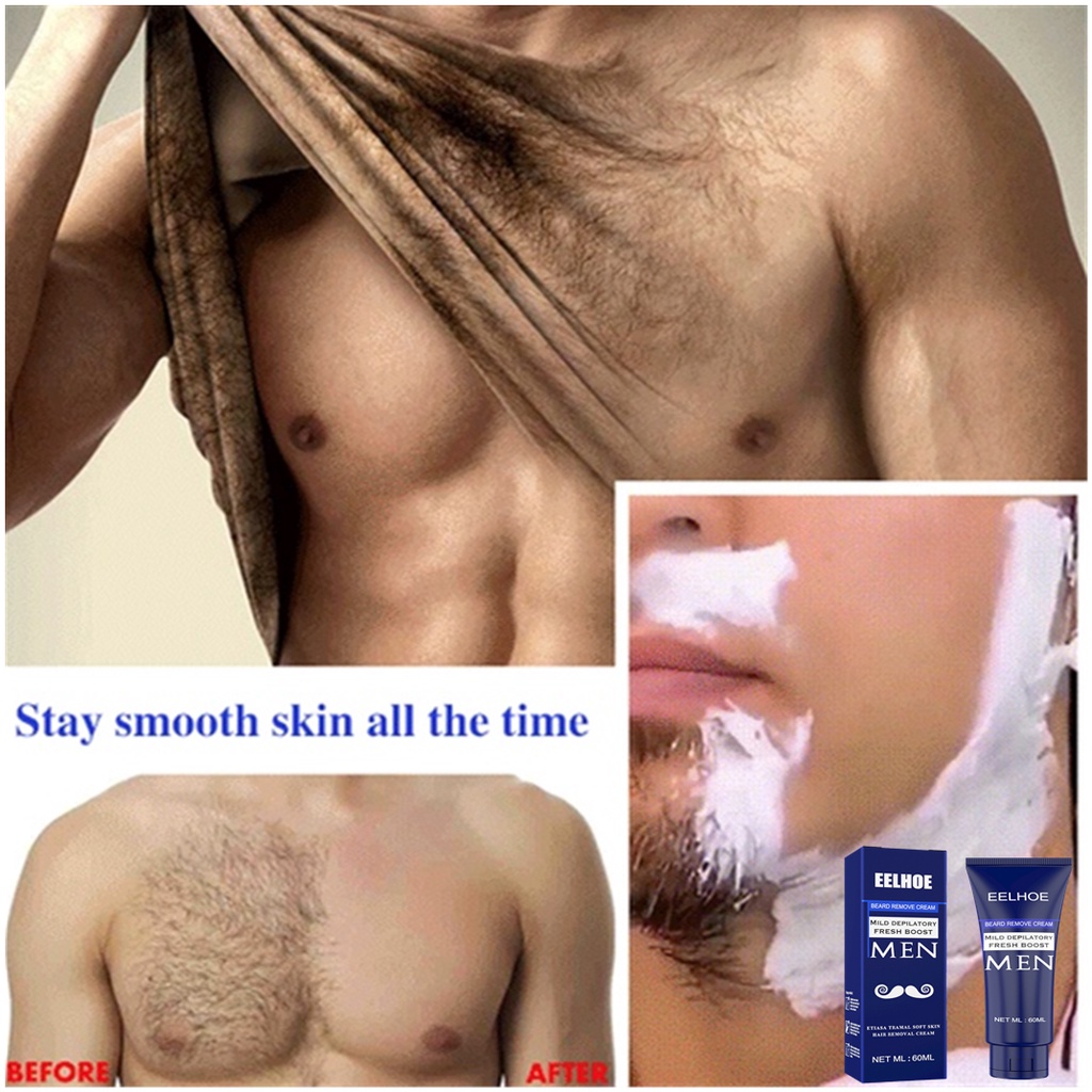 EELHOE Krim Penghilang Bulu pria Permanen Hair Removal Cream Brewok  Perontok bulu Cepat Aman Tanpa Efek Samping Hair Removal Cream 60ml