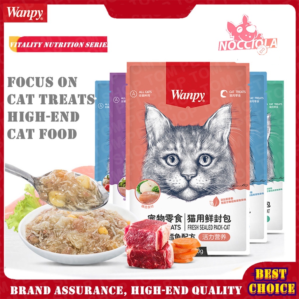 Wanpy 80g Snack kucing Snack Hwan Peliharaan Cat Strip Cat Wet Food Paket Daging Segar Camilan Kucing Berkualitas Tinggi