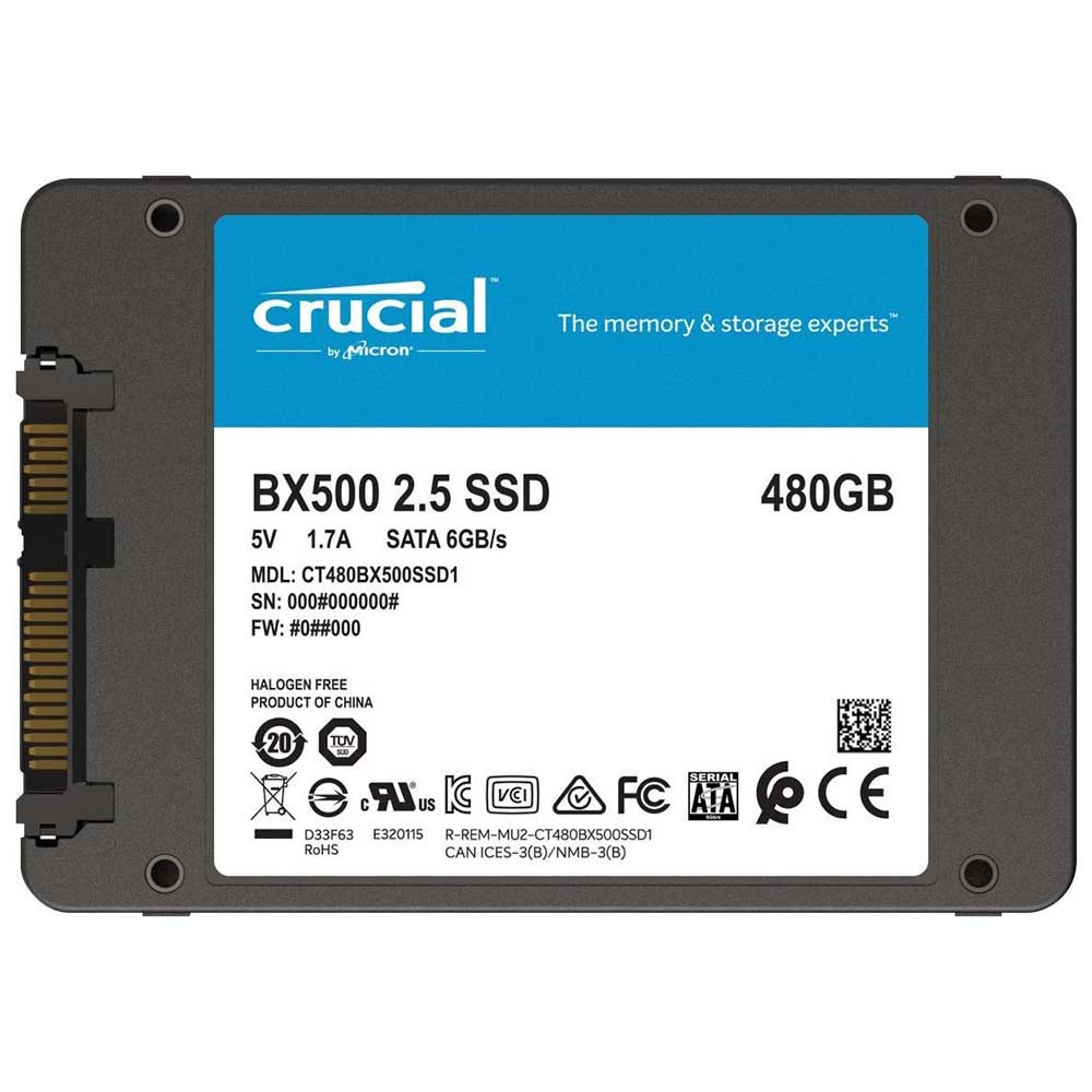 Crucial BX500 Internal SSD SATA 2.5 6GB/s 480GB - CT480BX500SSD1 - Black