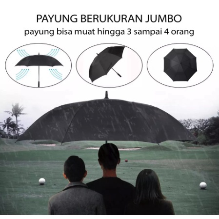 Payung Besar Otomatis Anti UV Payung Jumbo Golf Otomatis Jari Fiber Premium Quality