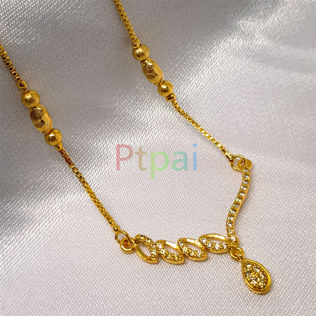 Kalung Liontin Birthstone Titanium Wanita Anti Karat Titanium Aksesoris Elegan Berkualitas lapis emas 24k gold Korea