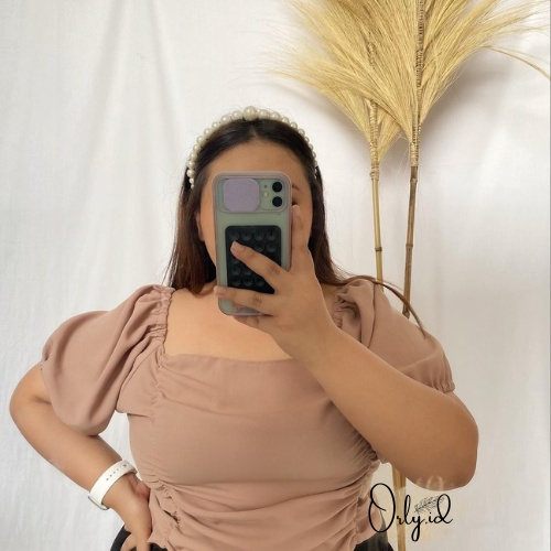 S-XXXXL 008 Baju sabrina Baju Atasan Sabrina Wanita Jumbo Crop Top Korean Style Blouse Lengan Panjan
