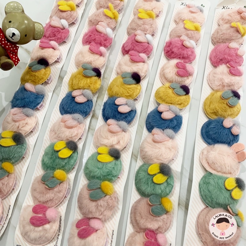 JEPIT UNICORN PITA BULU MUTIARA ISI 10PC HATI PANDA SANRIO BERUANG GROSIR