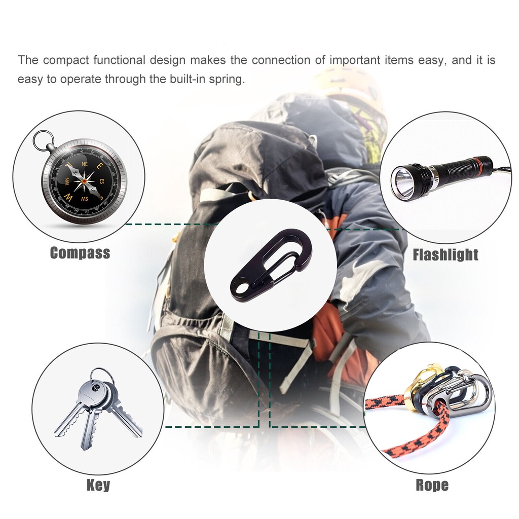 Mini D-type Buckle Hanging Carabiner Keychain EDC Portable Tools Alat Bantu Tali - B36 OMSE29BKBlack