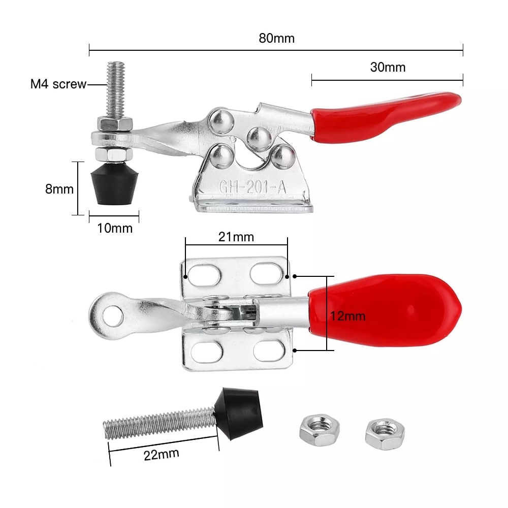 4pcs Toggle Clamp GH-201A 201-A Quick Release Horizontal Warna Merah