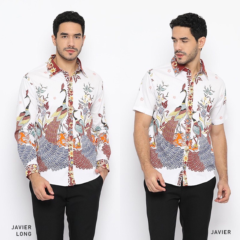 Evercloth Javier Kemeja Batik Pria Lengan Pendek VM Cheongsam Changsan em Batik Cowok Baju Batik Laki-Laki Slim Fit Batik