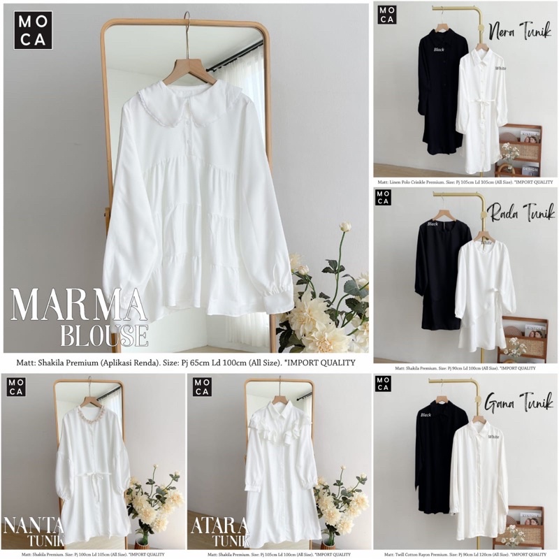 (SERBA HITAM PUTIH) Bolni tunik/ lilpi midi #2/ marma blouse/ atara tunik/ nanta tunik/ rada tunik/ 