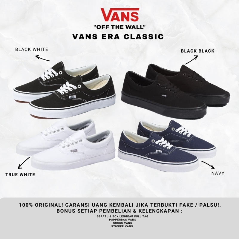 Vans Original 100% | Vans Era Classic Black White Original | Vans Era Black White | Vans Era | Sepat