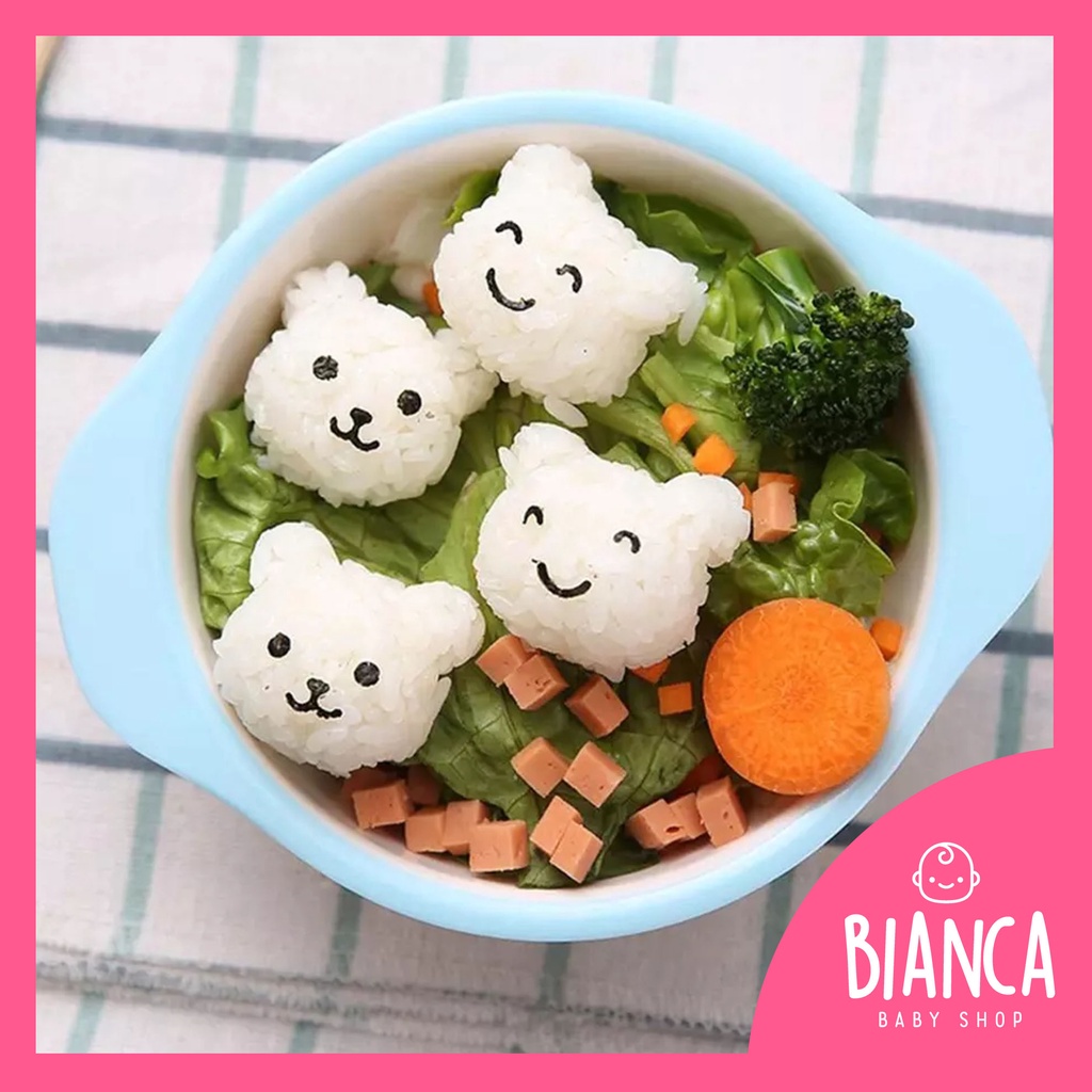 BIANCA - 004 Cetakan Nasi Bento Bentuk Mini Bear + Nori Puncher