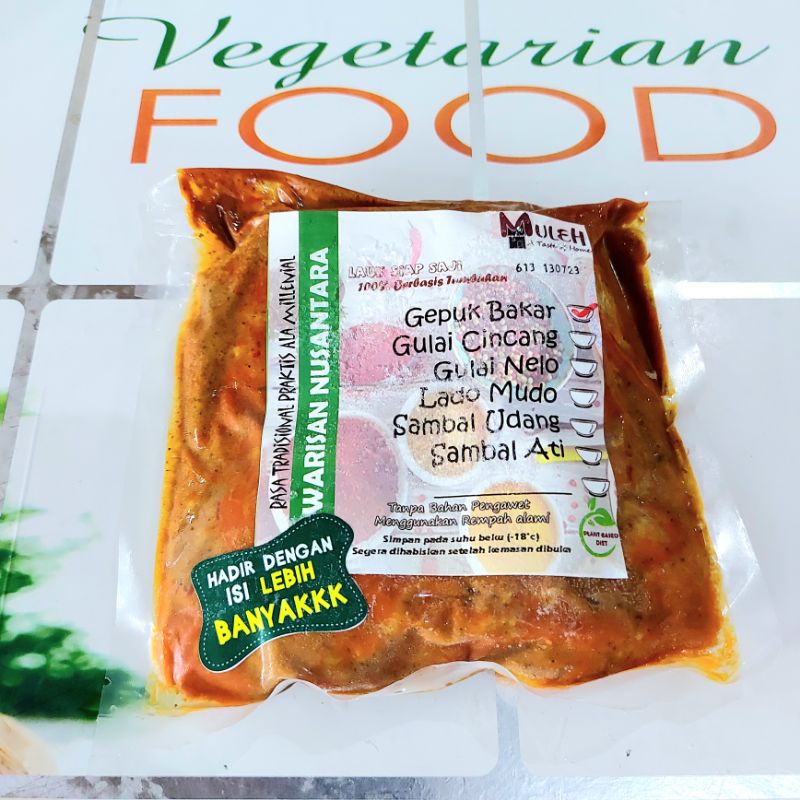 

GEPUK BAKAR, WARISAN NUSANTARA, 350g, (FROZEN FOOD), HALAL, VEGAN, MULEH