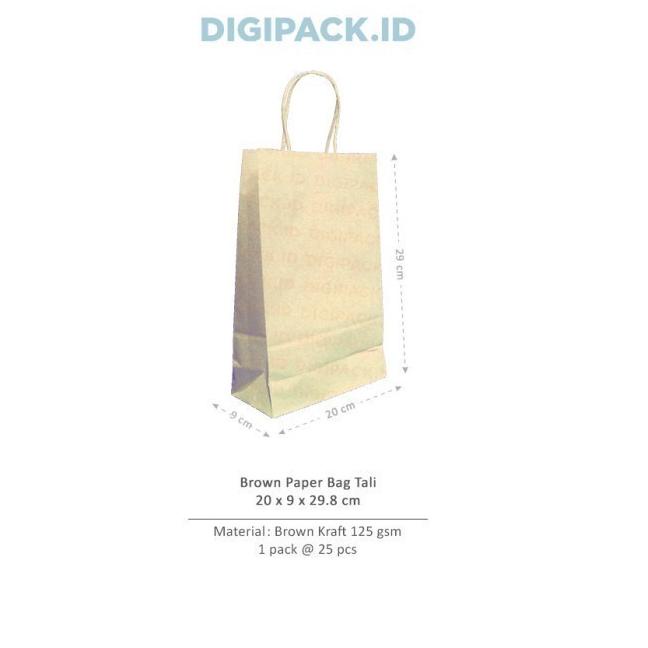 

[Digipack] Brown Paper Bag Tali 20 x 9 x 29.8 | Kantong Kertas Coklat