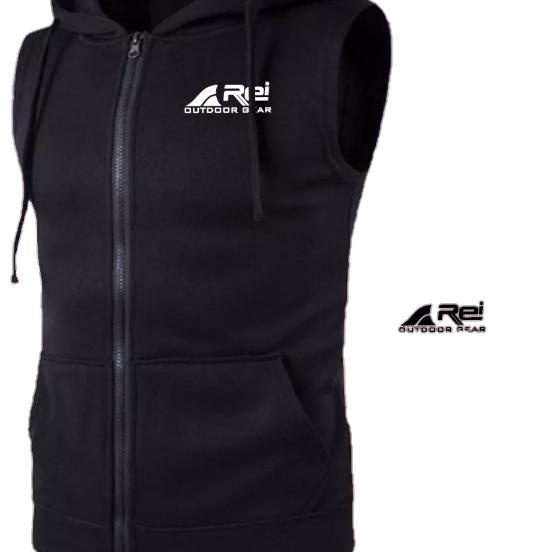 Rompi Pria Hoodie vest Rei outdor - Hitam, M