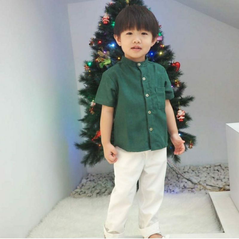 GREEN RED CHRISTMAS BOY SHIRT KEMEJA ANAK BAJU NAYAL ANAK KEMEJA HIJAU ANAK