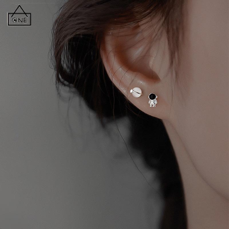 COD❤️Anting Astronot anting Cahaya Desain Ceruk Wanita Anting Opal Asimetris Mewah-A.one