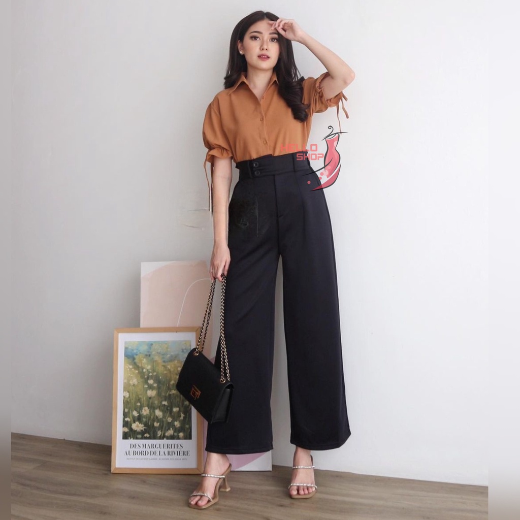 Helloshop-Atasan Wanita Luna Top Baju Atasan Wanita Casual Lengan Pendek Blouse Fashion Cewek Kemeja
