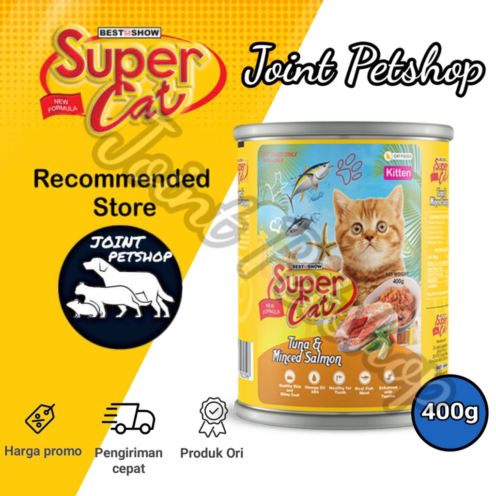 Supercat Kaleng KittenTuna Minced Salmon Makanan Basah Wet Food 400g