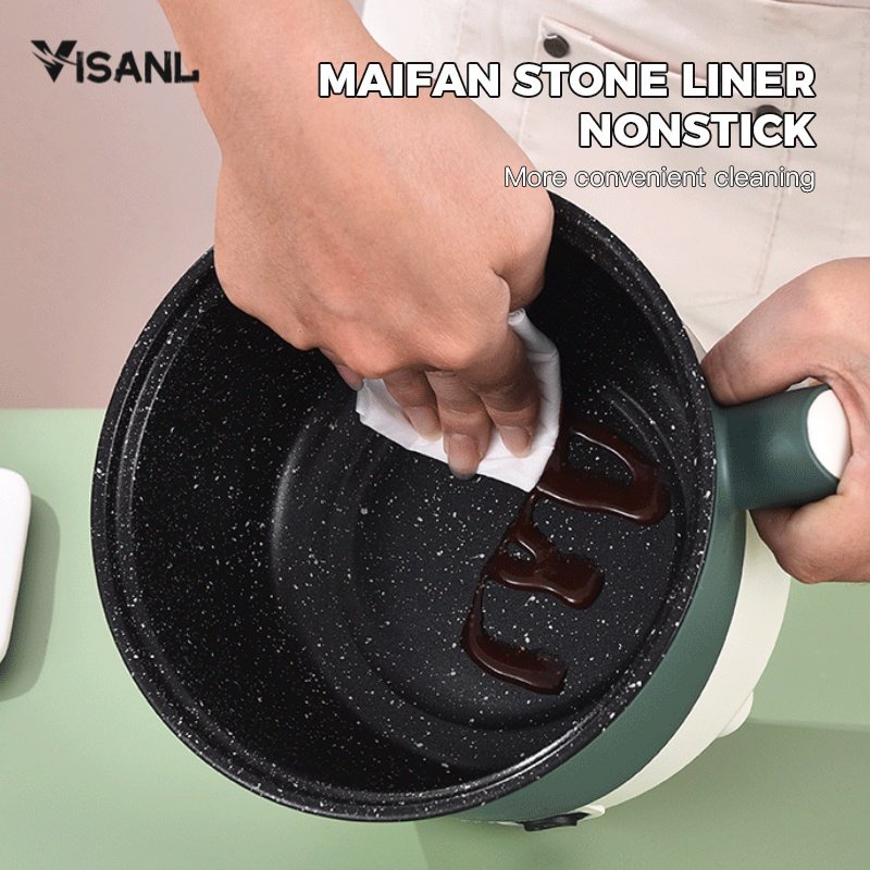 Panci Listrik Multifungsi Dengan Kukusan 1.8L / Electric Pan Fry Pan Portable Panci Listrik Serbaguna