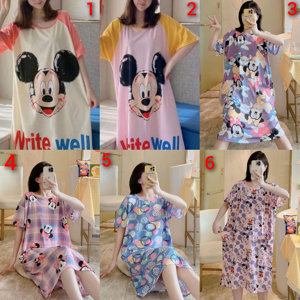 A1 BAJU DASTER PIYAMA KAOS TIDUR FASHION WANITA KEKINIAN SPANDEK IMPORT LENGAN PENDEK ADEM PAKAIAN T