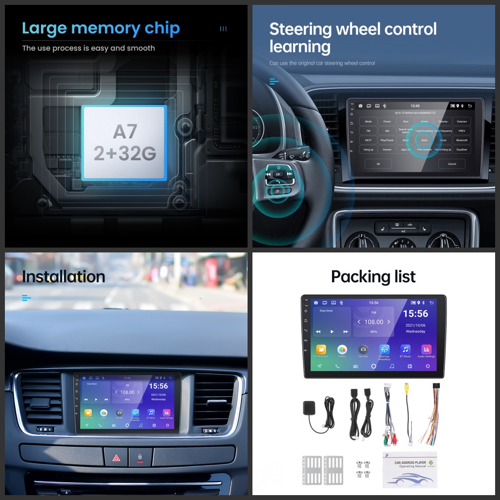 【GEARELEC】 Car Radio Mobil Navigasi 2G + 32G Android 10 Head Unit with 21 tema car radio untuk TOYOTA Daihatsu Mitsubishi HONDA SUZUKI Hyundai NISSAN 7/9/10 Inci IPS Lapisan Layar Sentuh  Dukungan WiFi/GPS/youtube