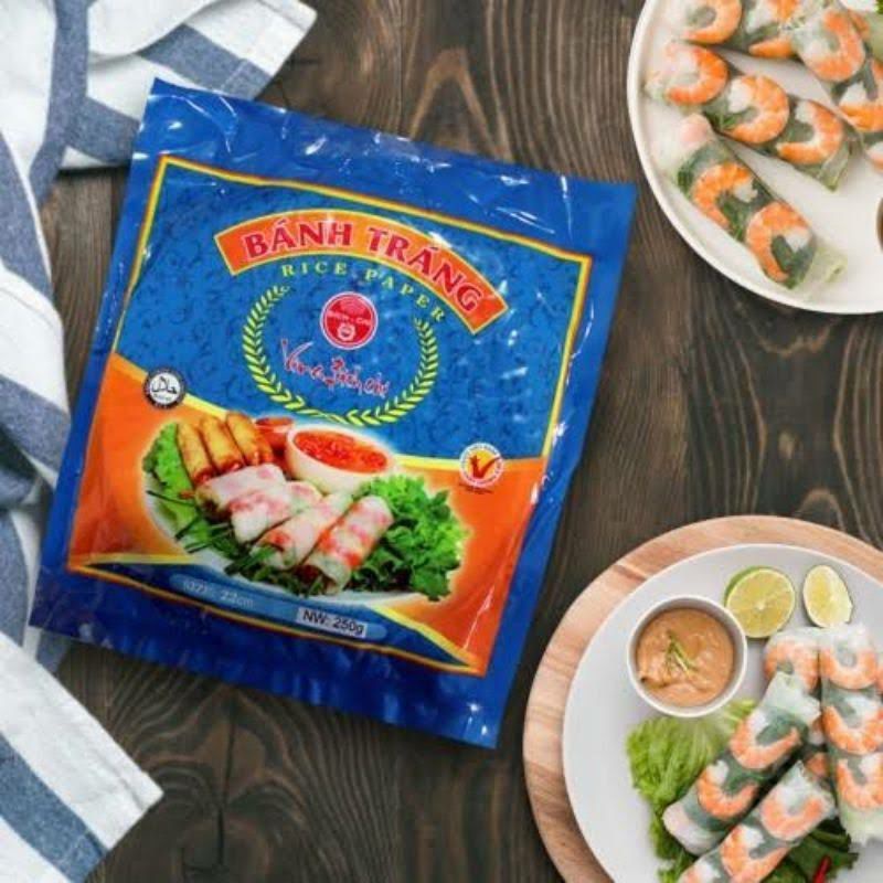 Banh Trang Rice Papers Blue 22 Cm Kulit Lumpia Vietnam Rice Roll Spring Roll 5 Lembar | Hakau Dimsum Sushi | Kulit Lumpia Vietnam Halal | Tahan Lama Tanpa Pengawet | Less Kalori Diet Sehat | Salad Wrap Veggies Wrap