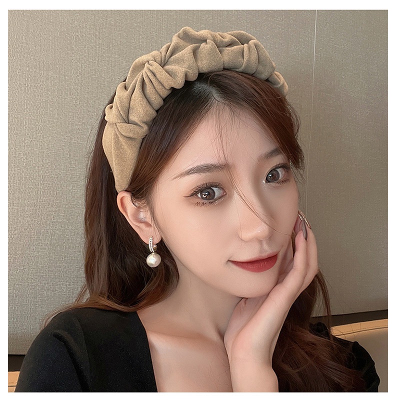 GO!BD977 Bando Bandana Korea Scrunchie Anti Patah Wanita Scrunchies Keriting Desain Lebar Simpul Silang