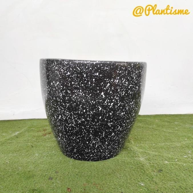 PREMIUM Pot Gerabah Tanah Liat Keramik Terrazzo Besar | Diameter 37cm