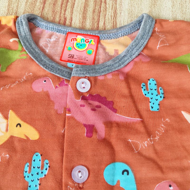 SNI MUNGIL - Piyama tidur katun baju celana panjang anak bayi kancing depan dinosaurus velvet