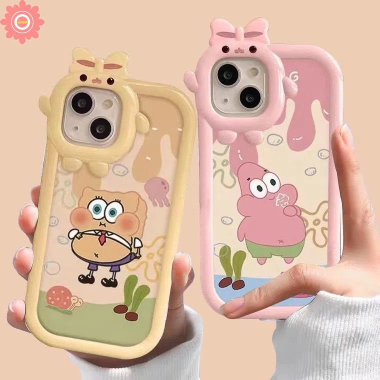 Casing 3D Bow-knot Little Monster Case Redmi Note10 8 9 11 11S 10s 10 11 Pro Max Redmi A1 A1+ 9 10 9T 10C 10A 9A 9C NF PO CO M3 X3 MI 11Lite Ice Cream SpongeBob Patrick Lucu Sarung Bintang