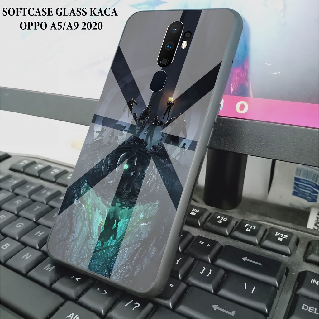 Softcase Glass Kaca OPPO A5 2020 - Case Hp Pelindung Handphone OPPO A9 2020 [ A68].