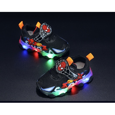 babyfit SPIDER SPORTY sepatu lampu led anak cewek cowok tali tempel import gs-0509r