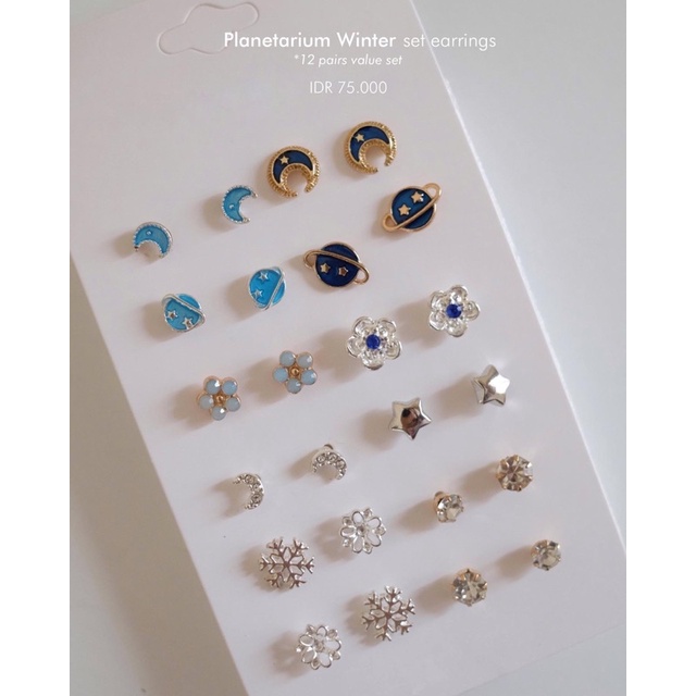 Ark.co - Planetarium set earrings (BASIC ; WINTER) anting planet bulan bintang minimalis