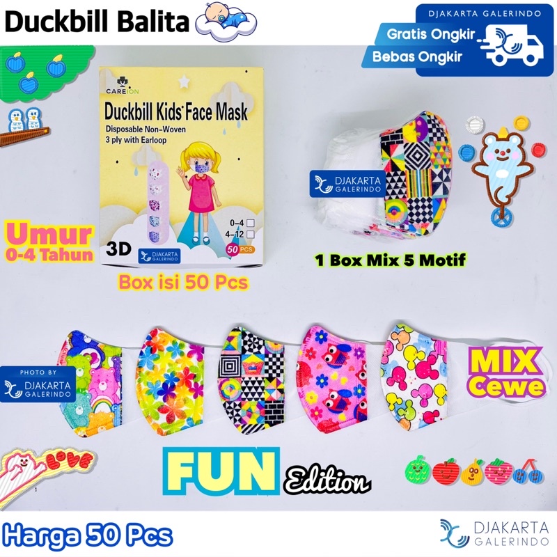 Masker Baby - Masker Balita - Duckbill Bayi - Duckbill Balita 3Ply isi 50Pcs