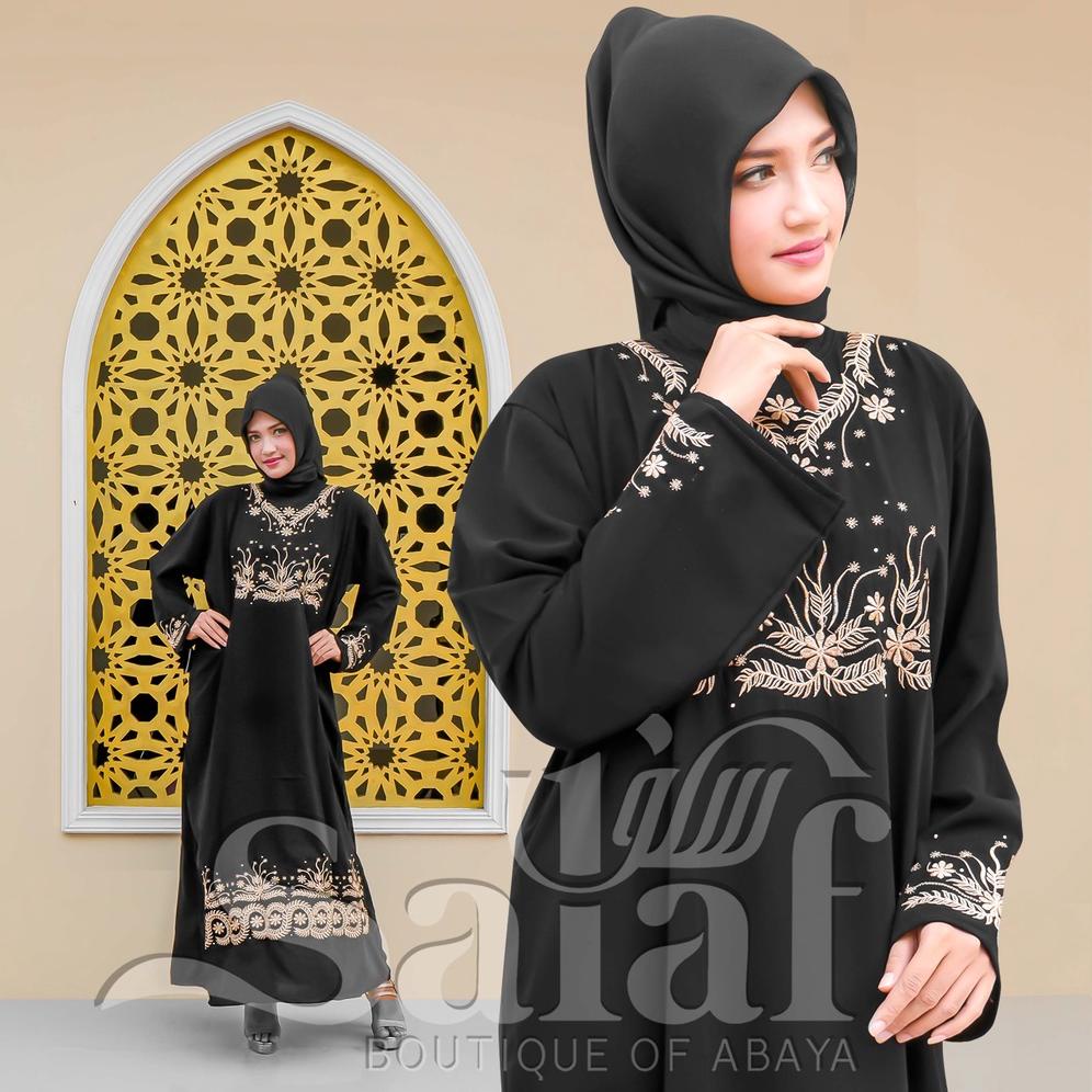 PRODUK- TERBARU BAJU ABAYA GAMIS HITAM TURKEY ABAYA BORDIR BAHAN JETBLACK LEMBUT KWALITAS BOUTIQUE A