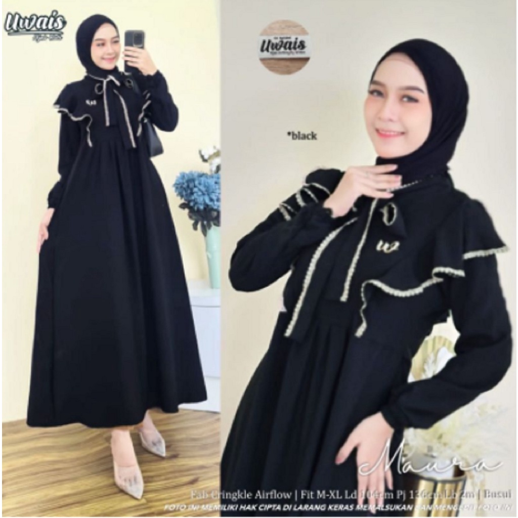 LARASATI DRESS AKSEN   RENDA DAILY BUSUI DRESS CRINCLE AIRFLOW  PREMIUM BISA COD