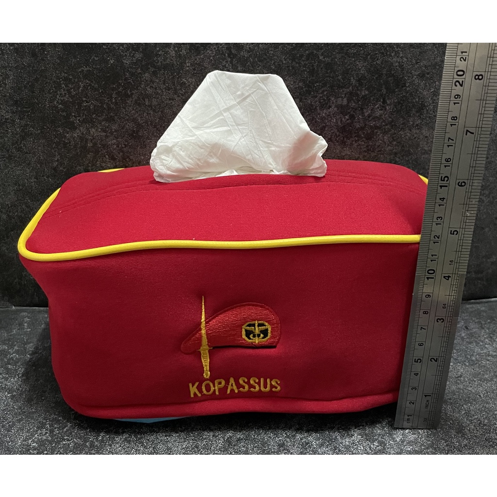 Kotak Tissue Kopassus (Merah) - Tempat Tissue Mobil - Tissue Box Kopassus Baret