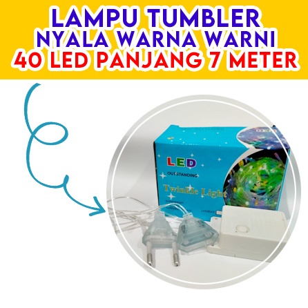 [Paket 5 Biji] Lampu Natal Tumblr Hias Dekorasi 40 LED Panjang 7 Meter Tumbler Nyala Warna Warni Rainbow