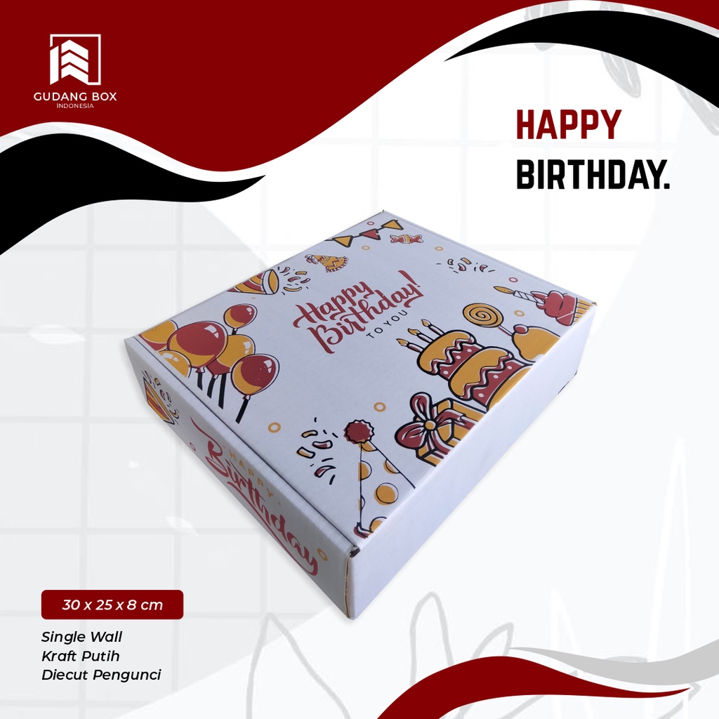 

Kotak Kado - Happy Birthday (Uk. 30 x 25 x 8 cm) Gift Box/Hampers/Boxkado/Boxulangtahun/Boxbaju/Boxtas/Boxsepatu/Boxkado/Kardus