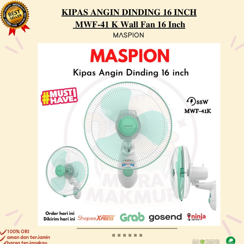 SALE!! MASPION KIPAS ANGIN DINDING 16 Inch / MWF-41 K WALL FAN 16 Inch