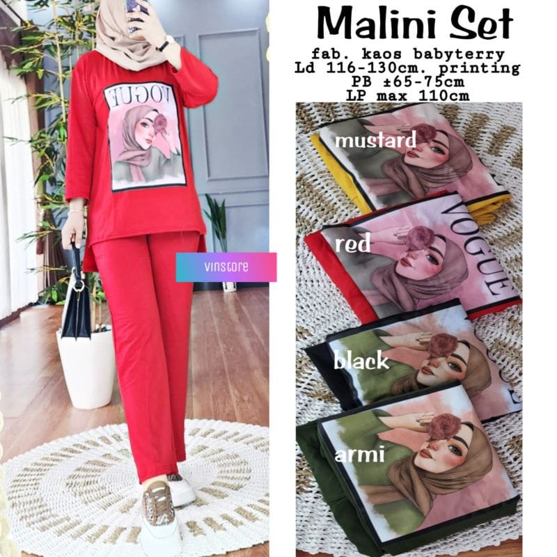 MALINI SET BAHAN CRINKLE AIRFLOW APLIKASI SABLON UKURAN M L XL XXL DAPAT CELANA DAN BAJU SETELAN WANITA KEKINIAN FASHION MUSLIM TERBARU ONE SET WANITA CASUAL PREMIUM BAJU SET HITAM LENGAN PANJANG