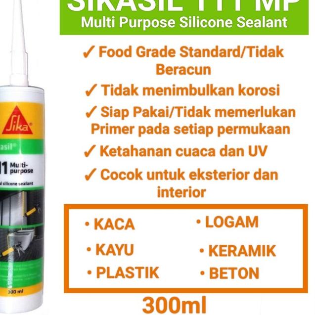 

Lem Sika 111/Sikasil 111 Silicone Sealant Neutral Food Grade 300ml - Grey