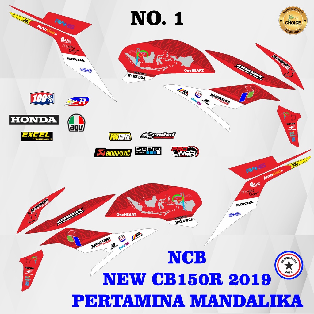 Sticker striping variasi NCB 150R new cb v3 2019 mandalika pertamina stiker motor honda cb150r v3