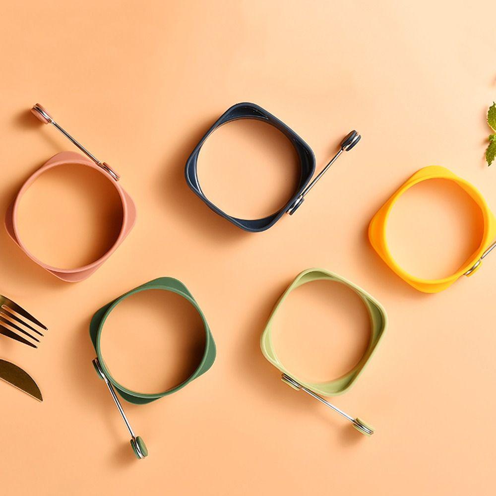 [Elegan] Egg Ring 5pcs Cooking Reversible Bulat/Persegi Dengan Pegangan Anti Lengket Pancake Shaper