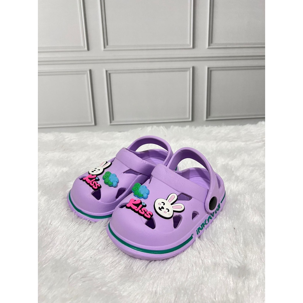 YK2003-1 Sandal Baim Anak Perempuan / Sandal Karet Anak Karakter Kelinci Kiss Merek Inkayni Size 24-29