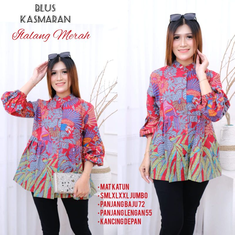 Blus kasmaran ilalang batik solo atasan kerja blus kancing depan blus batik