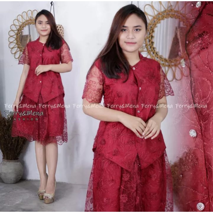 Kebaya Modern YOLA rok pendek XXL LD 116 / kebaya kartini / kebaya family / kebaya modis keluaran te